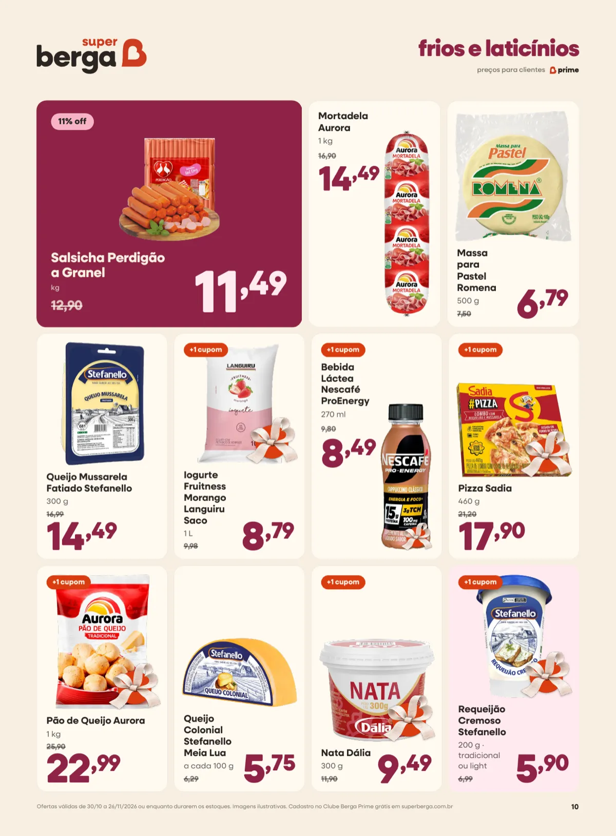 Encarte página 10, frios e laticínios