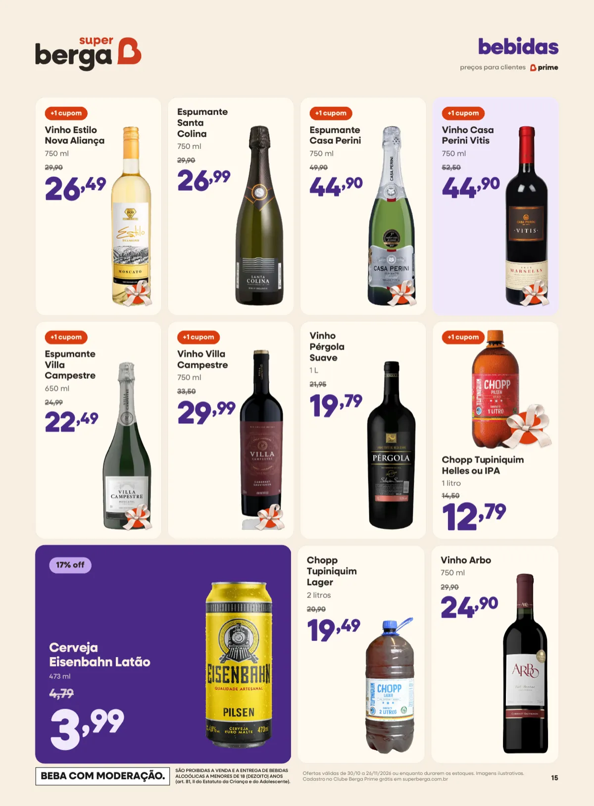 Encarte página 15, bebidas